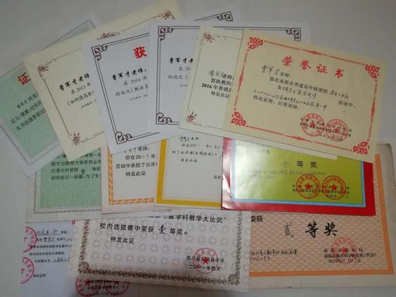 部分論文證書
