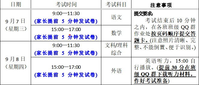 考試安排